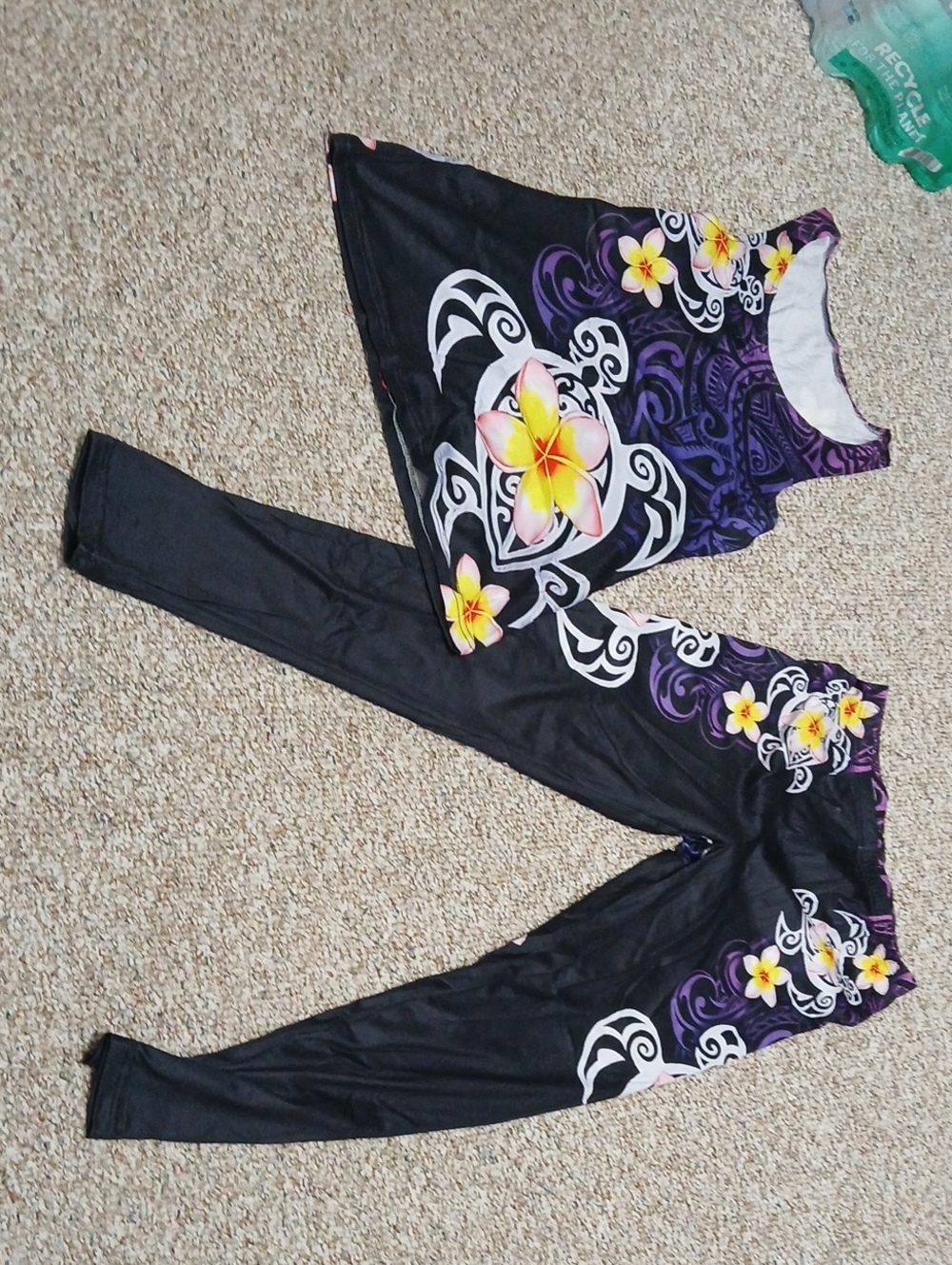 Floral Black & Purple Women's Workout Set
